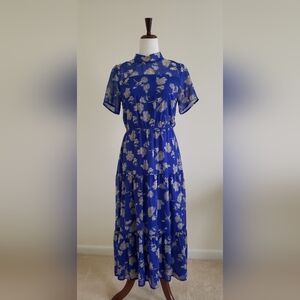 Lulus blue floral midi dress